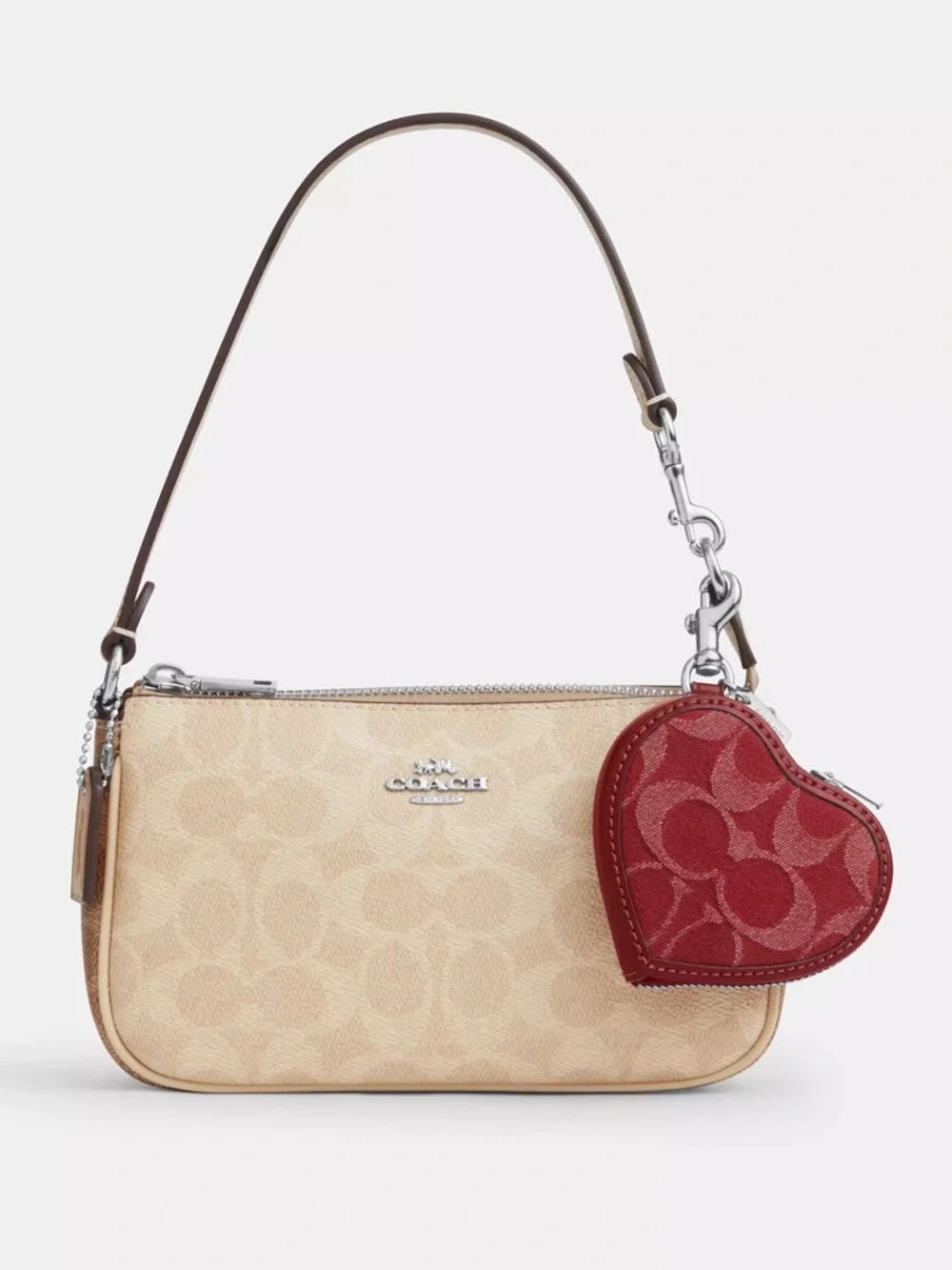 Coach Heart Zip Pouch Keyring in True Red - Picture 4 of 4